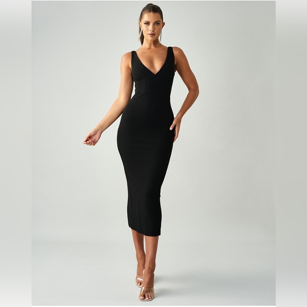 BWLDR Sunda Black Midi Dress